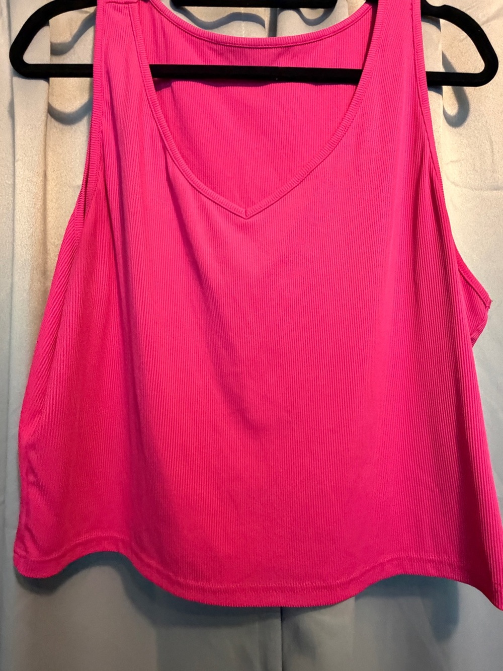 *FREE with Purchase* Women's V-Neck Cropped Ribbed Tank Top - Hot Pink